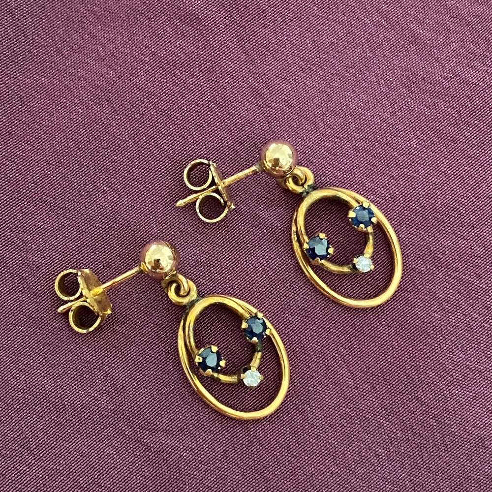 Van Dell - 14K G.F. Blue Sapphire Oval Dangles - September Birthstone
